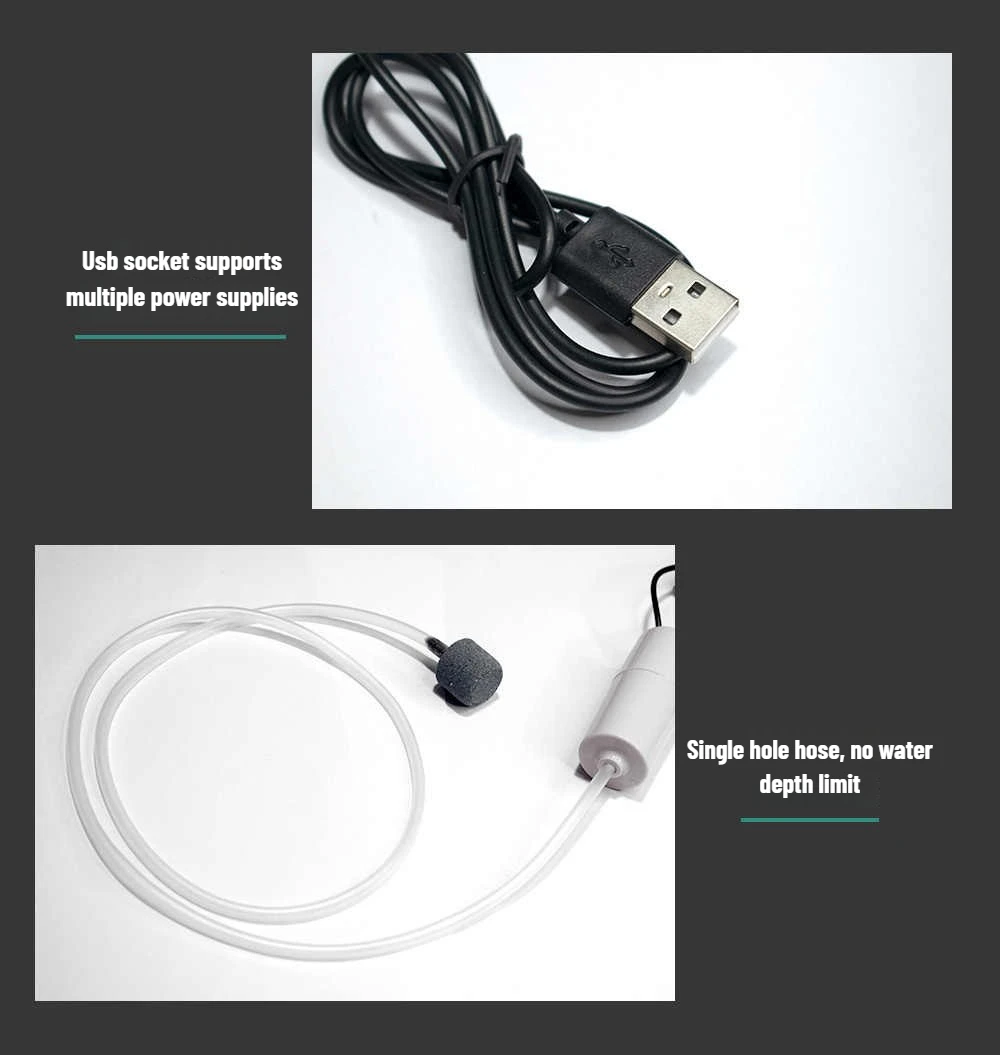 Mini-Belüfter, tragbares Aquarium-Zubehör, Aquarium-Sauerstoff-Luftpumpe, USB, kleiner Oxygenator für Aquarium, leiser Luftkompressor