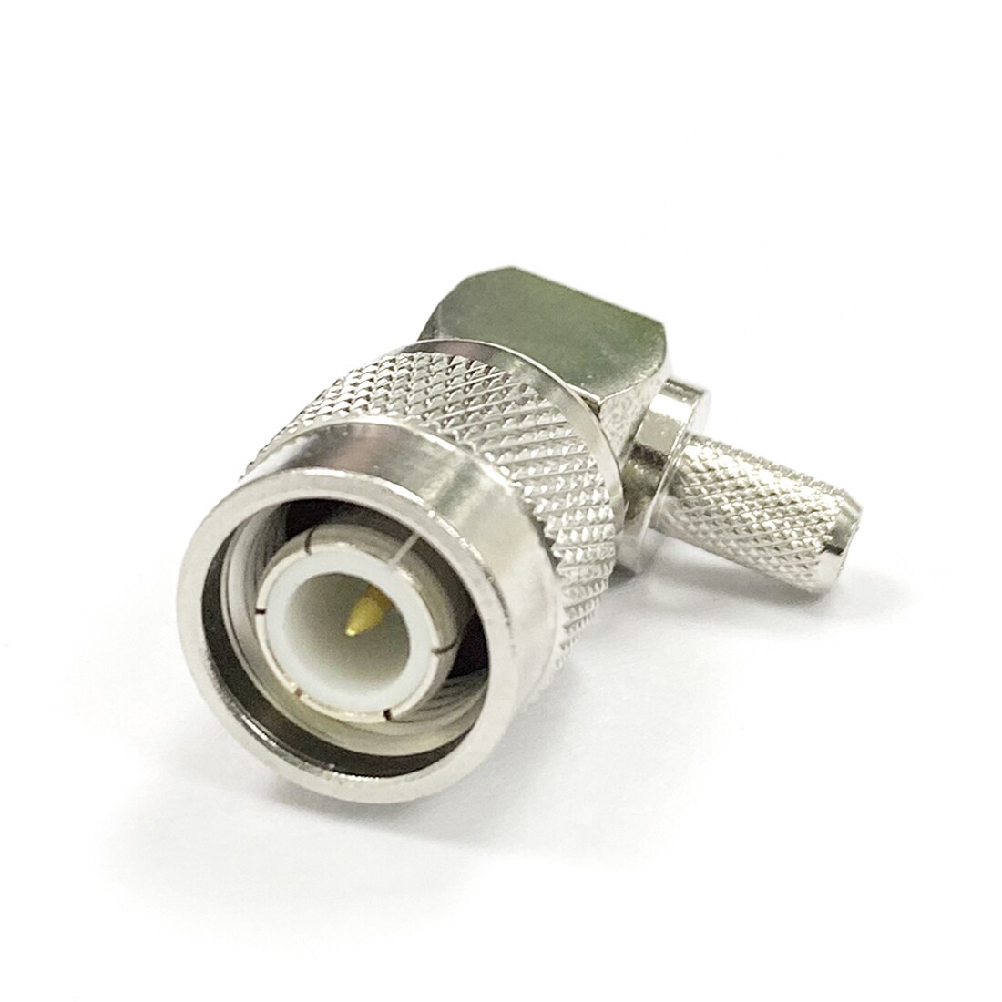 TNC Male Plug RF Coax Connector Crimp for RG58 RG142 LMR195 Cable Right Angle Nickel