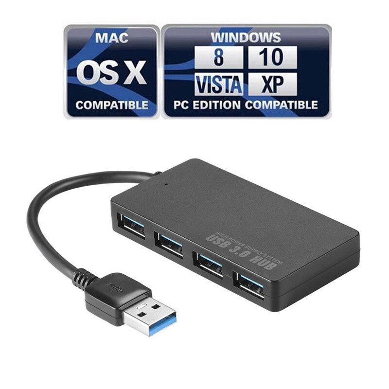 Ultra-Thin High Speed 5Gbps 4-Port USB 3.0 HUB Adapter for Computer Laptop PC