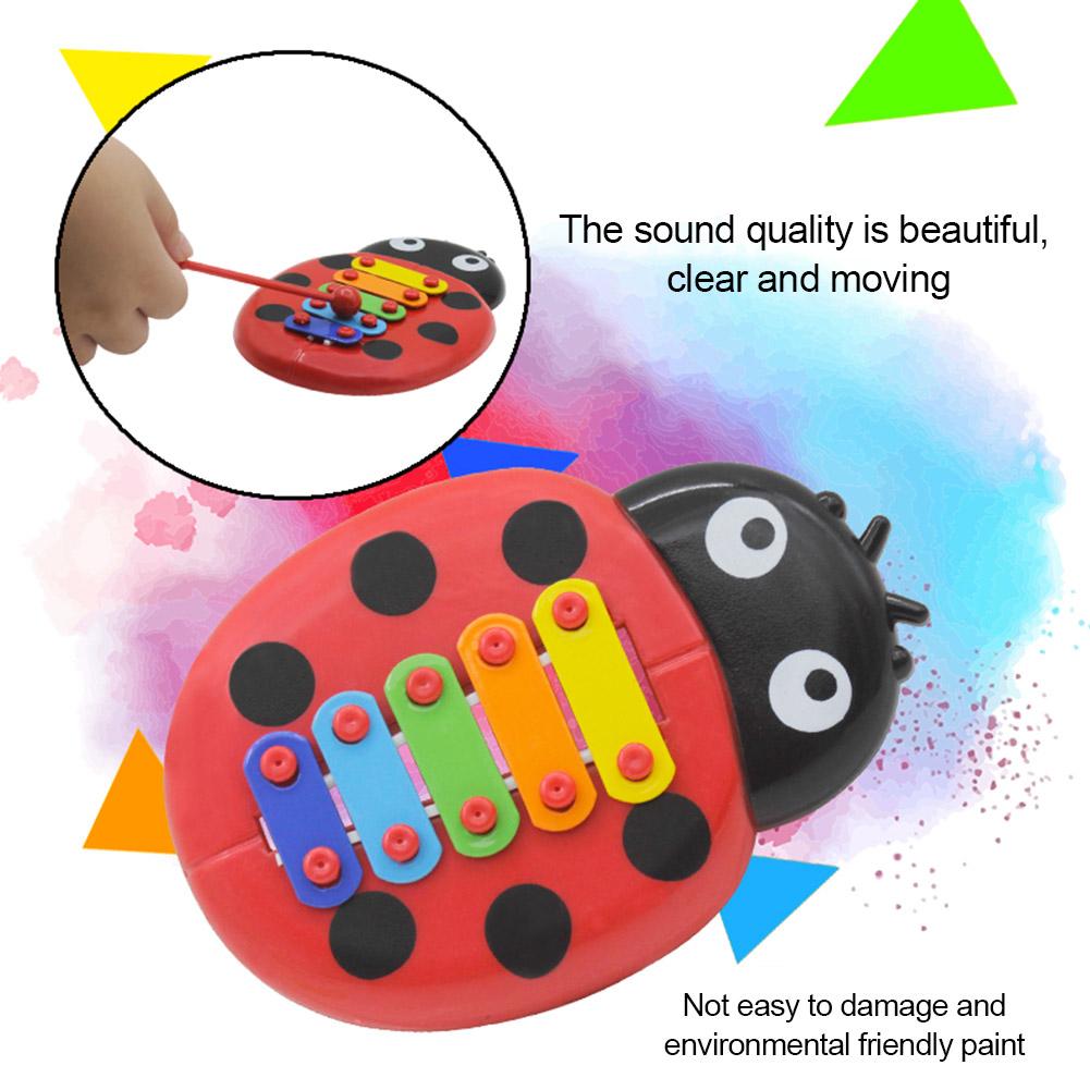 Cute Cartoon Ladybird Five-Note Musical Toy Aluminum Early Learning Educational Percussion Instrument For Kids Fun Toy