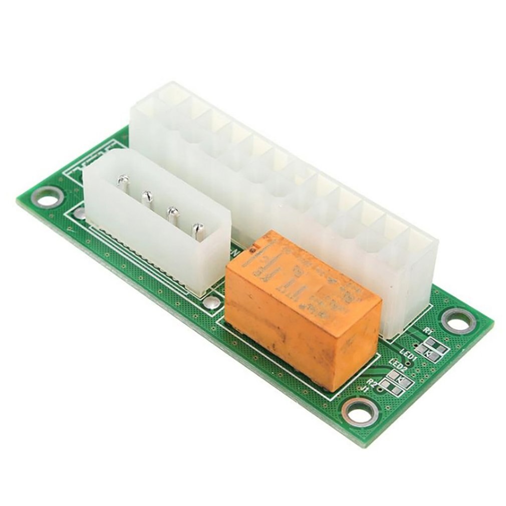 Black Dual PSU Power Supply Sync Adapter Add2psu ATX 24Pin To 4pin Molex Synchronous Connector Riser Cable Miner
