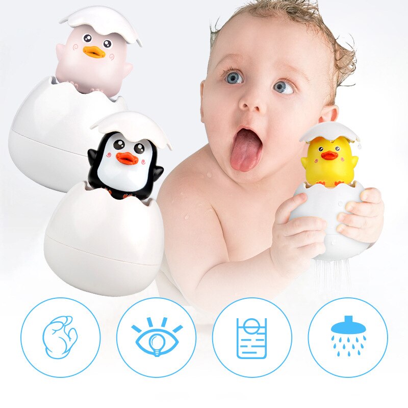 Kids Bath Toys Baby Cute Duck Penguin Egg Water Spray Sprinkler Bathroom Sprinkling Toys Beach Shower Swimming Toddler Toys