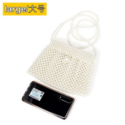 Brand Hand-woven Pearl Bags Lady Beaded Shoulder Bag Women Party Vintage Handbag Ins Small Flap Bag Mini Cross body Bag: YM1658big