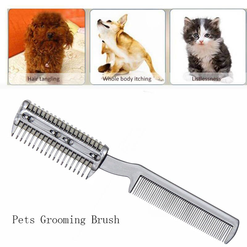 Dog Trimmer Grooming Comb Brush Stainless Steel Pet Dog Cat Pin Comb Hair Removal Shedding Grooming Flea Comb Tool Pet