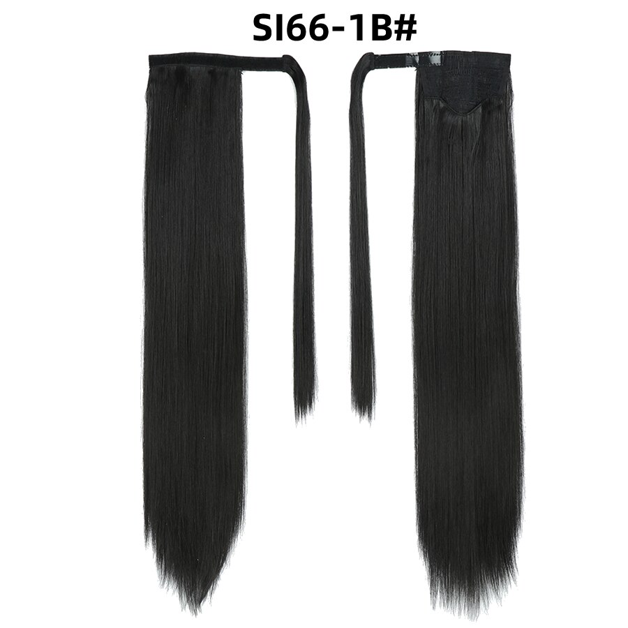 28 pulgadas sintético de Velcro de pelo de cola de caballo extensión recta Clip Invisible Pony cola resistente al calor negro marrón Rubio SI66: SI66-1B