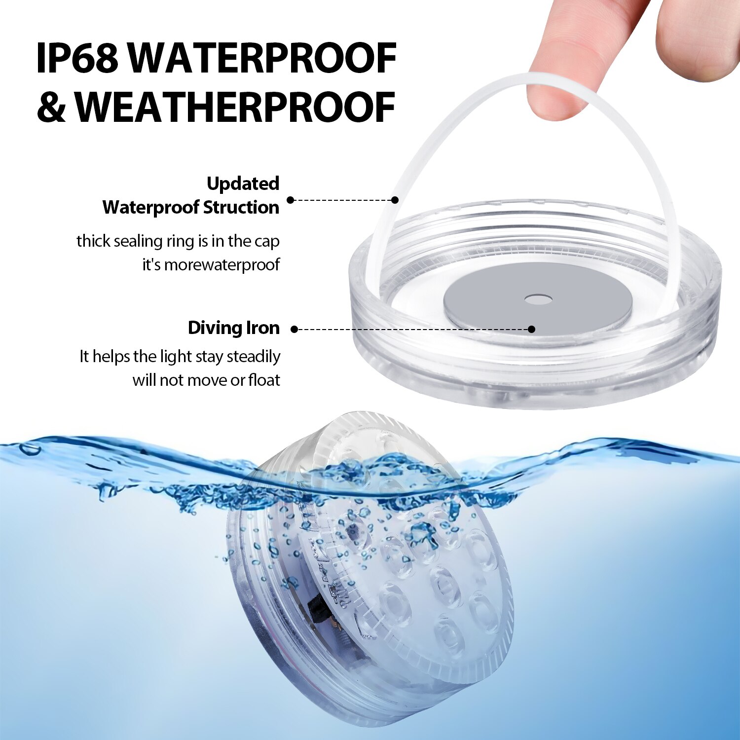 Magnetic Suction Cups 13 LED RGB Submersible Light Remote Underwater Lamp Outdoor Night Light Swimming Pool Vase Garden Party