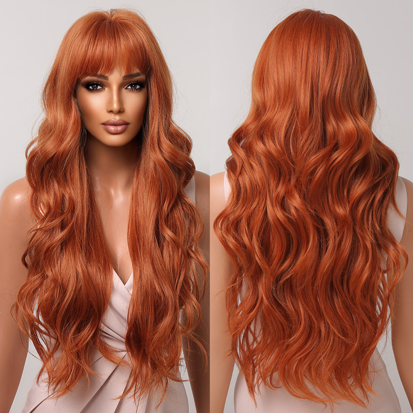 Alan eaton lang naturlig bølge parykk for kvinner ombre svart brun gylden blond syntetisk parykk med pannelugg cosplay varmebestandig hår