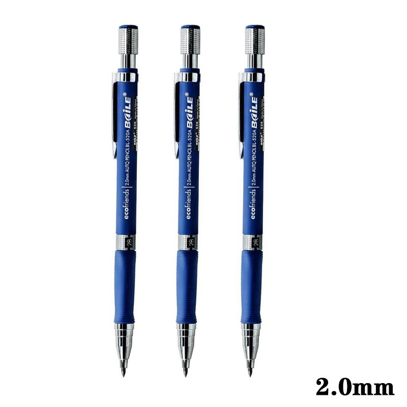 2B Automatic Pencils 2.0mm Mechanical Pencil Set With 12pcs Lead For Drawing Writing Tools Stationery Gray/Colorful Pencil: 3pcs Blue Pen