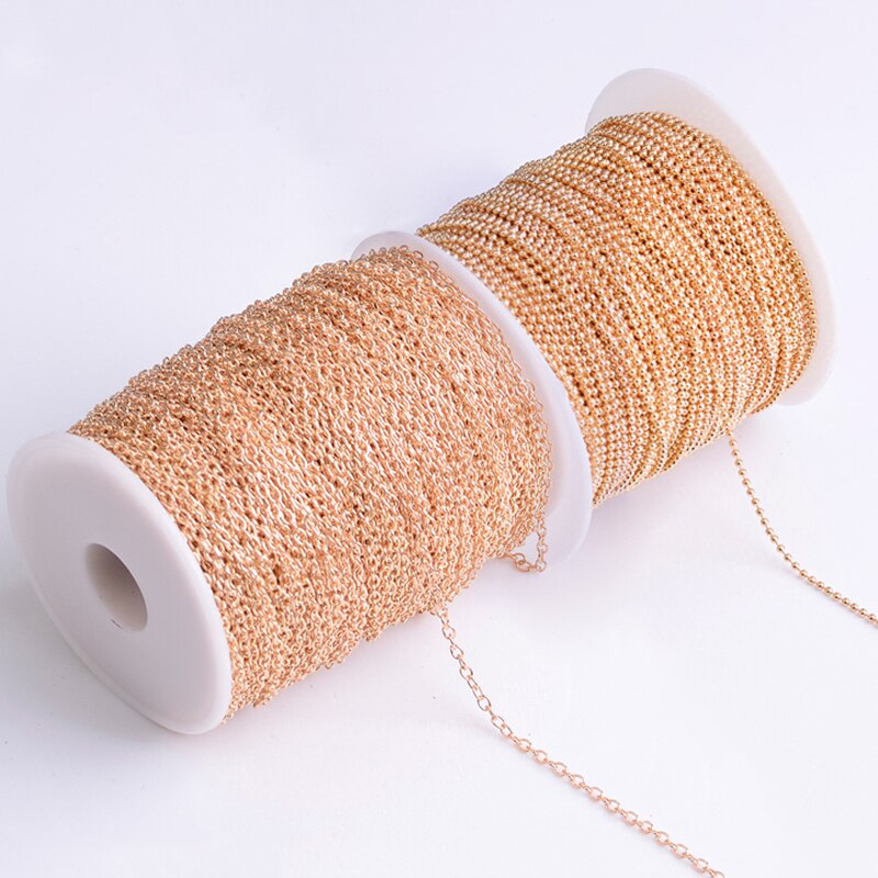 5Meters 10Meters KC Gold Necklace Chain Roll Metal Iron Necklace Chain for Jewelry Making Components Handmade DIY