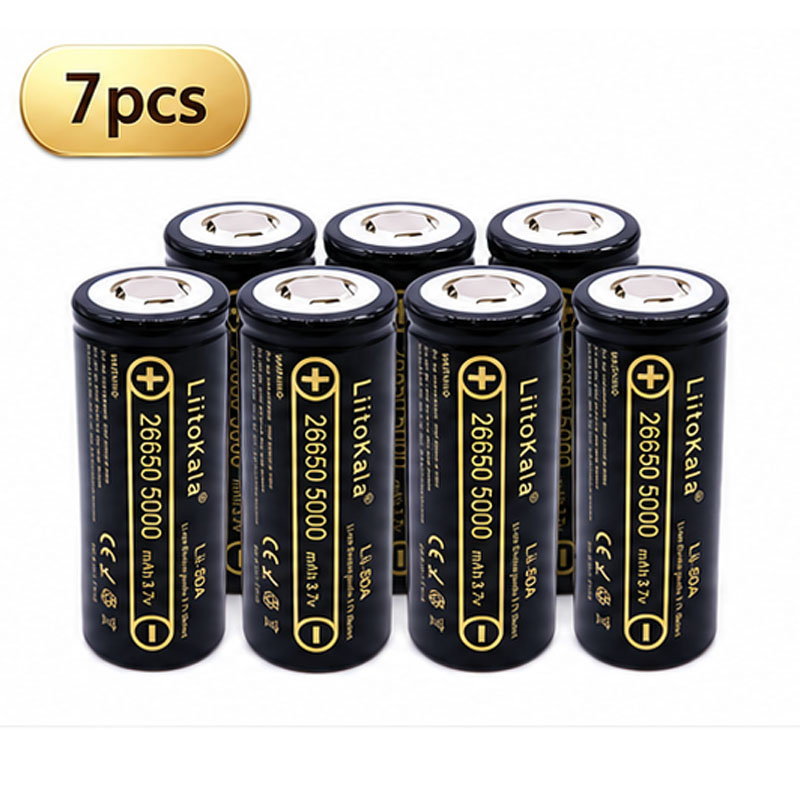 1-10pcs LiitoKala Lii-50A 26650 5000mAh High Capacity 3.7V Lithium Battery For Flashlight Li-ion Rechargeable Battery 26650-50A: Orange