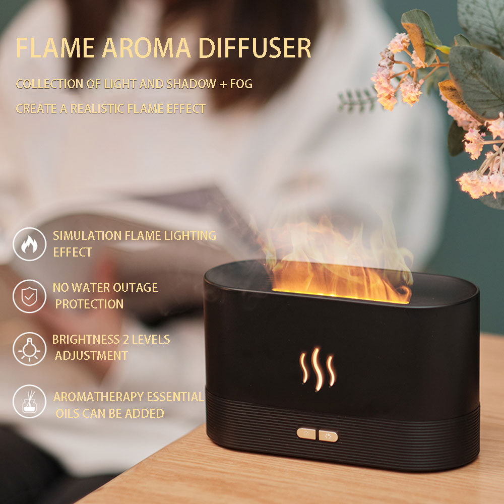 Bærbar aroma diffusor simulering flamme usb ultralyd luftfukter hjemmekontor luftfukter aromaterapi flamme lampe diffusor