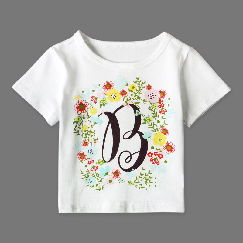 children T-shirt Popular Floral Print Baby Little Boy&Girls Tops Short Sleeve T-Shirt Summer Tee