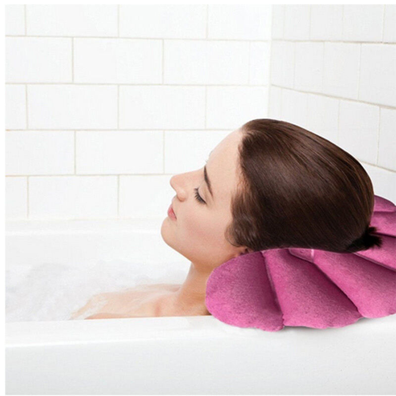 Soft Home Spa Inflatable Bath Pillow Cups Shell Shaped Neck Bathtub Cushion Support Pillow Bathtub Cushion Random Color