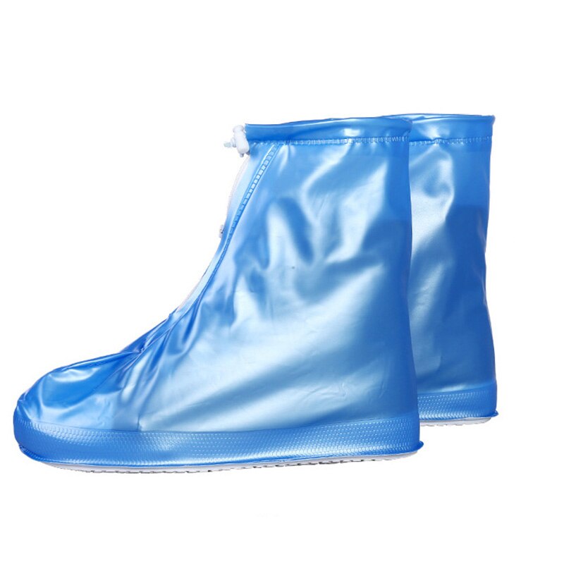 GIANTEX Men Women's Rain Waterproof Flat Ankle Boots Cover Heels Boots Shoes Covers Thicker Non-slip Platform Rain Boots: Blue / XXXL