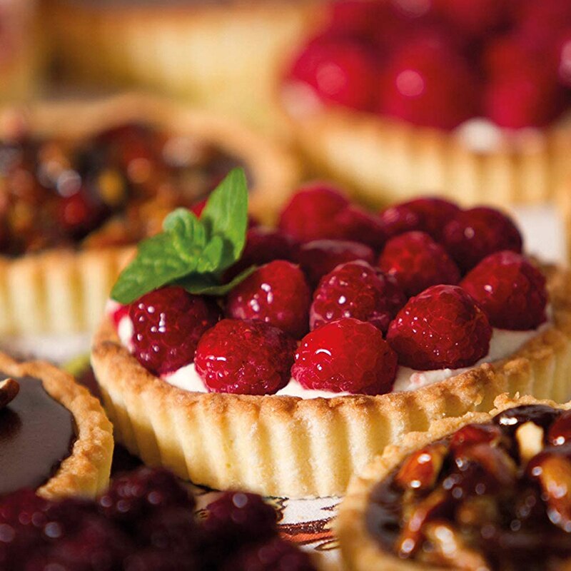 Moules à tarte en Silicone Mini Quiche moules antiadhésif rond cannelé Flan avec Bases en vrac moule à gâteau 8 pièces
