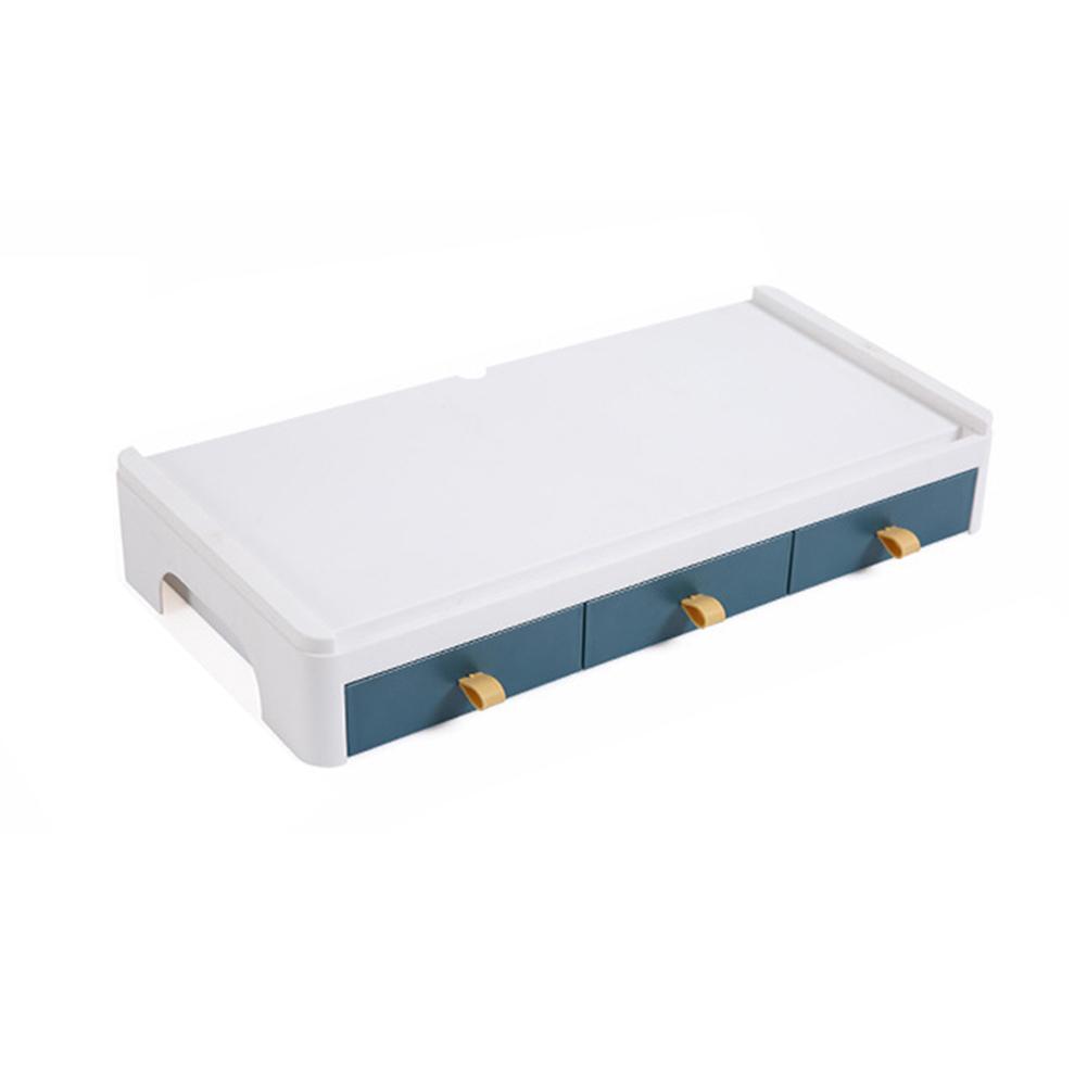 Bureau bureau boîte de rangement Mini multi-fonction tiroir Type stockage support organisateur en plastique étagère de bureau pour ordinateur de bureau: Blue