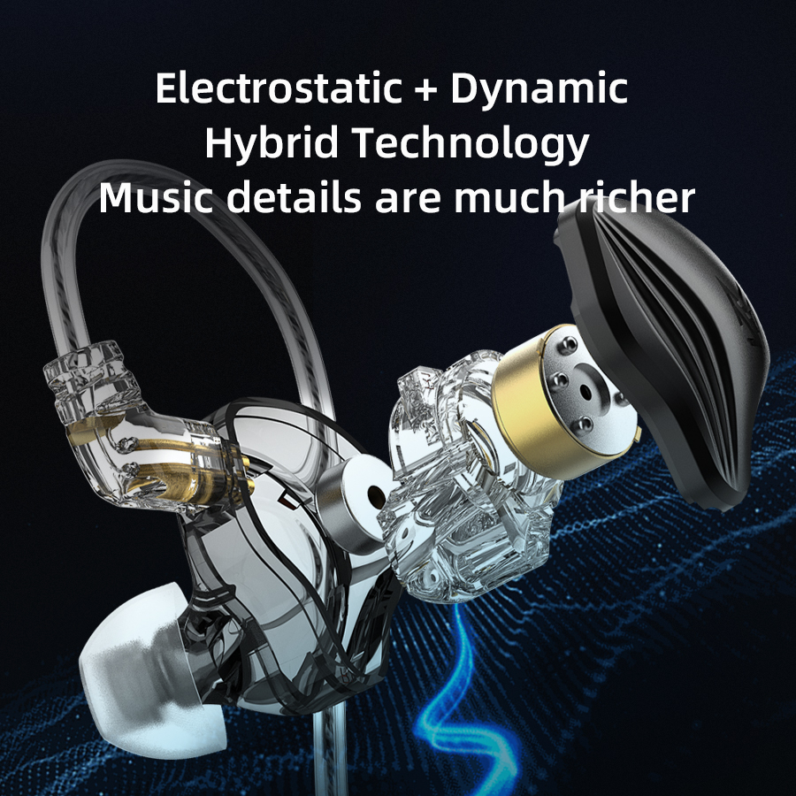 KZ ZEX Metal In-Ear Koptelefoon - Elektrostatische Dynamische Hi-Fi Stereo Bas Muziek Oordopjes met Mic