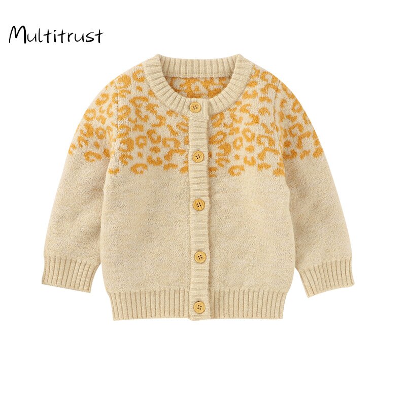 Meninas cardigans roupas da menina do bebê leopardo imprimir meninas suéteres crianças cardigan outono inverno bebê malha camisola para meninas 0-24m