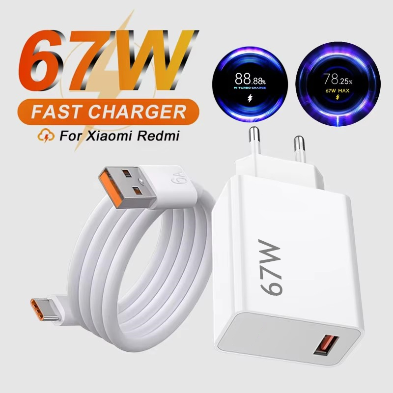 Cargador USB ultrarrápido de 67W para Xiaomi 10 11 12 13 14 Redmi Note 11 12 13 14 POCO X4 X5 X6 X7 Pro 6A tipo C Cable de carga Turbo: CH