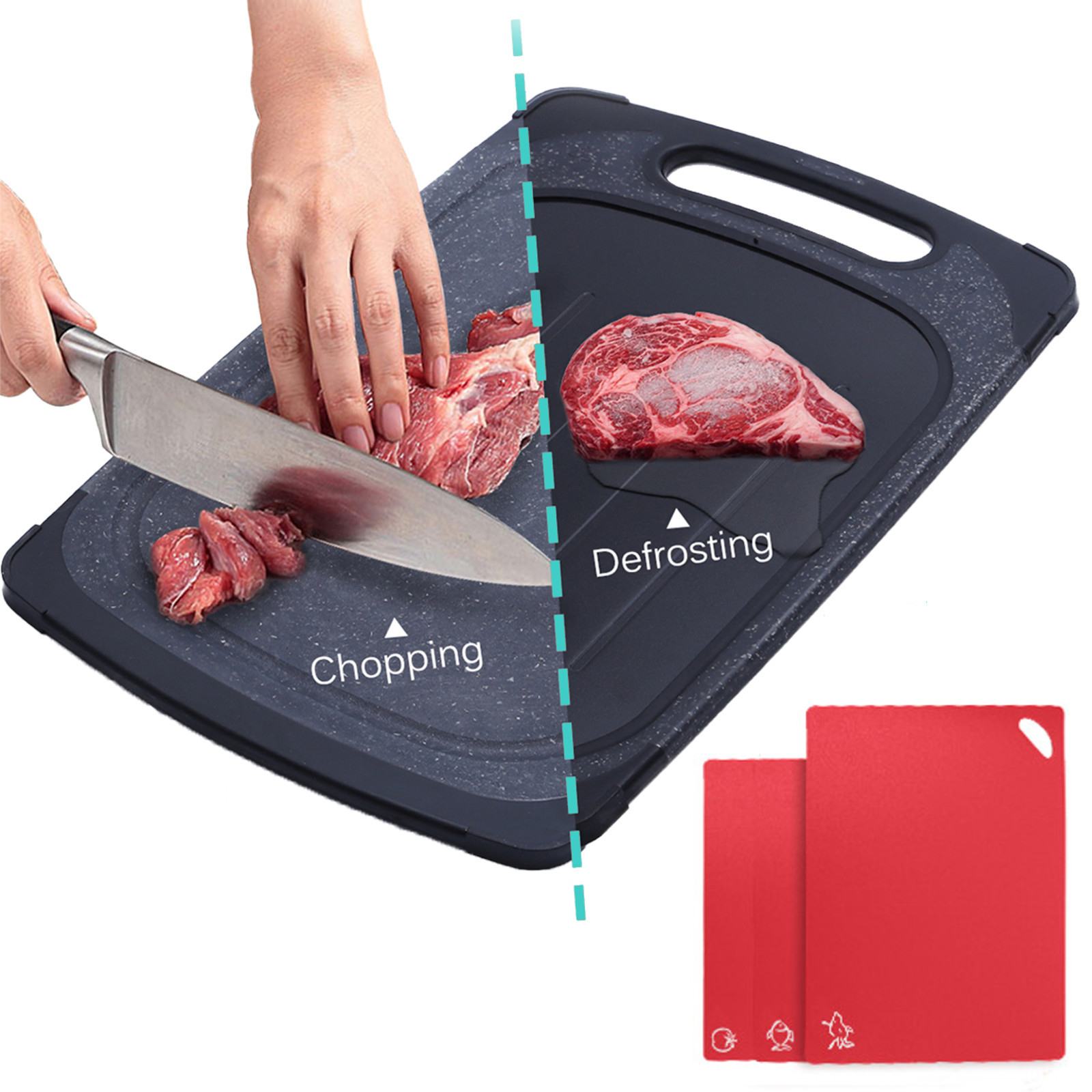 GEMITTO Fast Defrosting Plate 2 in 1 Thawing Plate Cutting Chopping Board Rapid Safety Thawing Tray For Frozen Food Meat: Black