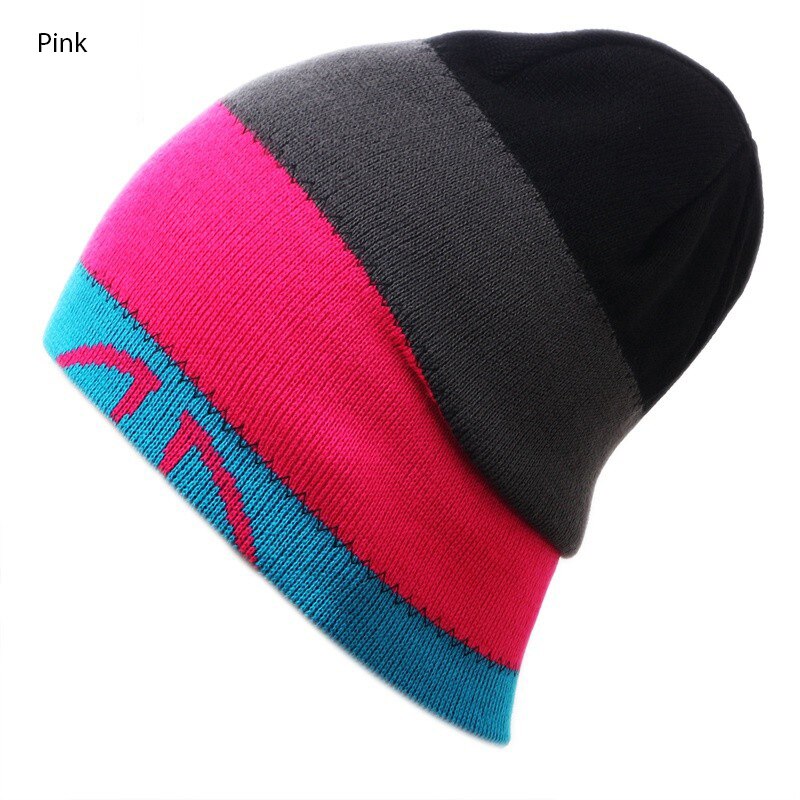 Unisex sombreros de invierno skullies y gorros térmicos al aire libre esquí sombrero de doble cara gorra de esquí toucas de inverno gorros: Rosa