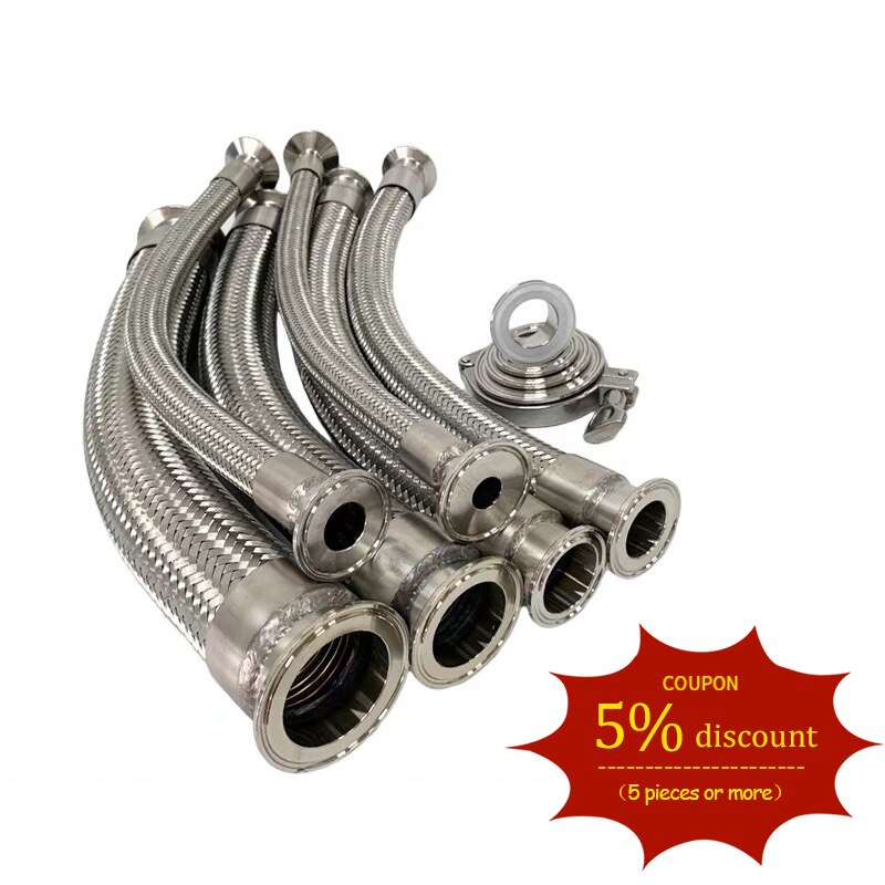 METALIST-virola sanitaria de acero inoxidable, tubo de carrete Flexible de 25mm OD SS304, ajuste de 1,5 pulgadas, abrazadera triple para fermentación casera