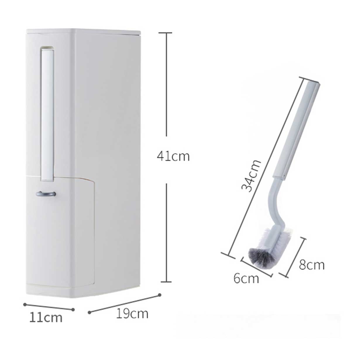 Household Bathroom Trash Can Solid Color Multi-functional Narrow Waste Bins Container with Toilet Cleaning Brush