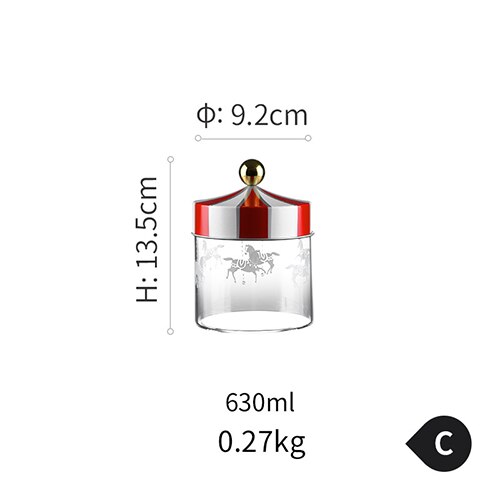 Voedselopslagpot vochtbestendig verzegeld glazen reservoir koekjes snack koffiebonen opslagtank carrousel glazen voedselfles: C