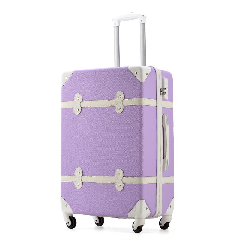 trend luggage student retro trolley case universal wheel suitcase network explosion luggage travel luggage: lavender