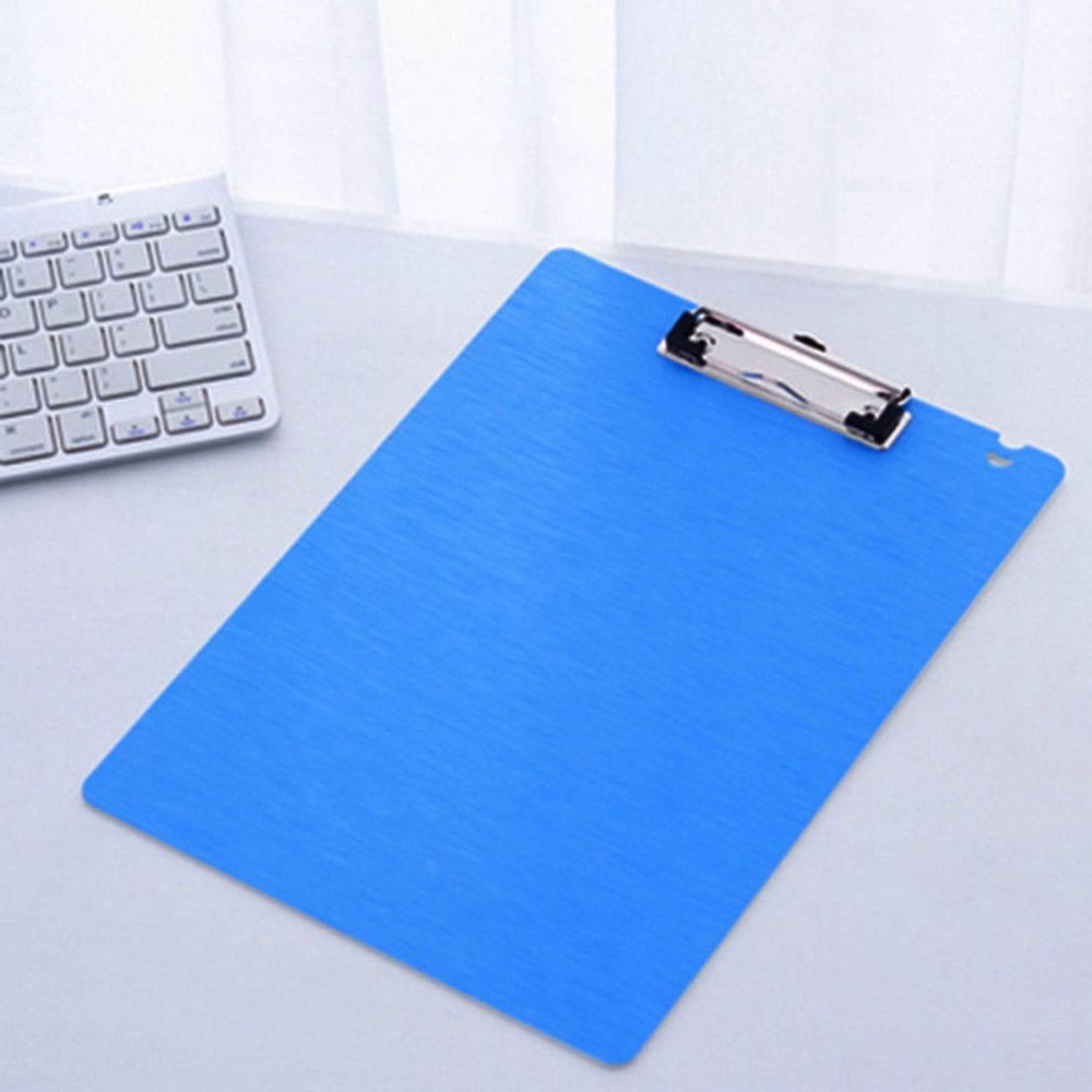Student Plastic Blue/Black Solid A4 Size Document Clipboard Clip Board With Pen Holder School Office Supplies: blue