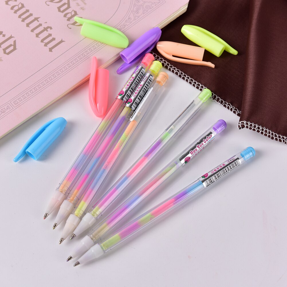 Mooie 1 Pc Rainbow Meerdere Kleuren Marker Markeerstift Schrijfpen Briefpapier School Office Kid Papelaria Fluorescerende Pen
