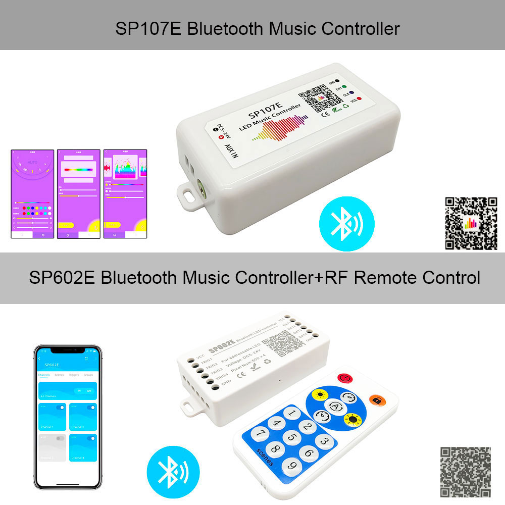 Ws2811 ws2812b controlador bluetooth/wifi/música ws2812 inteligente rgb led pixels controlador de tira sp107e sp108e sp110e t1000s DC5-24V