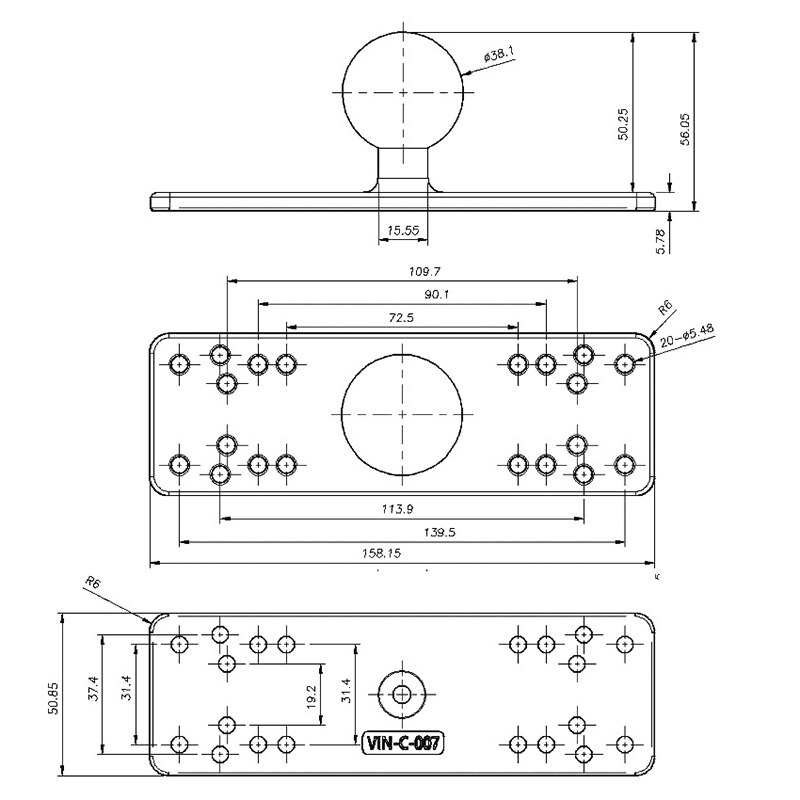 Boot Navigatie Frame Fishfinder Bal Mount Base 1.5 Inch Bal Hoofd Base Universele Montageplaat Kajak Accessoires