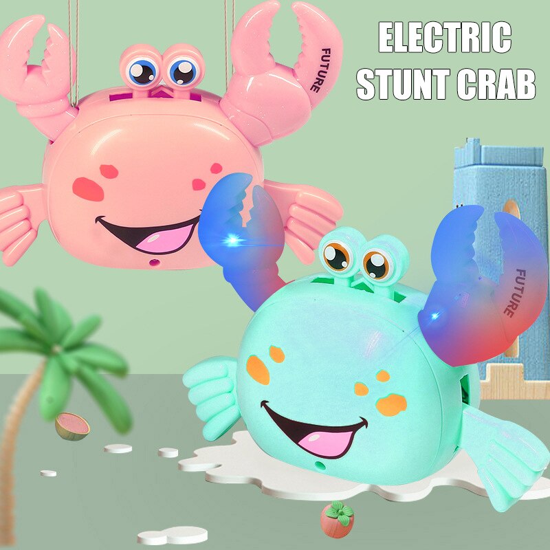 Udendørs legetøj 360 graders gå tegneserie elektrisk krabbe med ledet musik til drenge og piger  an88