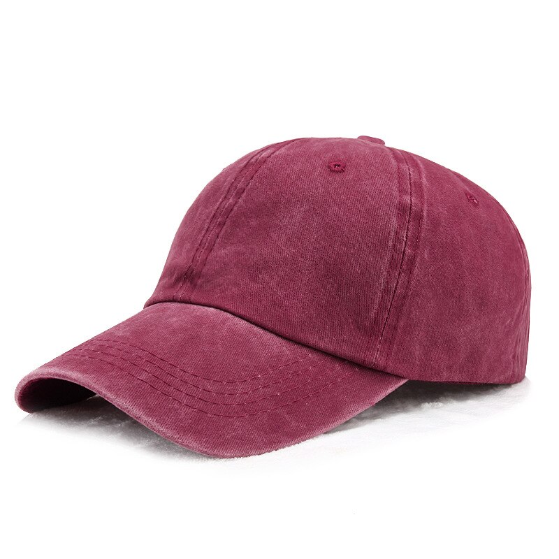 Vintage Mens Dad Hats Washed Cotton Six Panel Adjustable Plain Baseball Cap for Women,Wine Red Blue Grey Orange Khaki: Wine Red