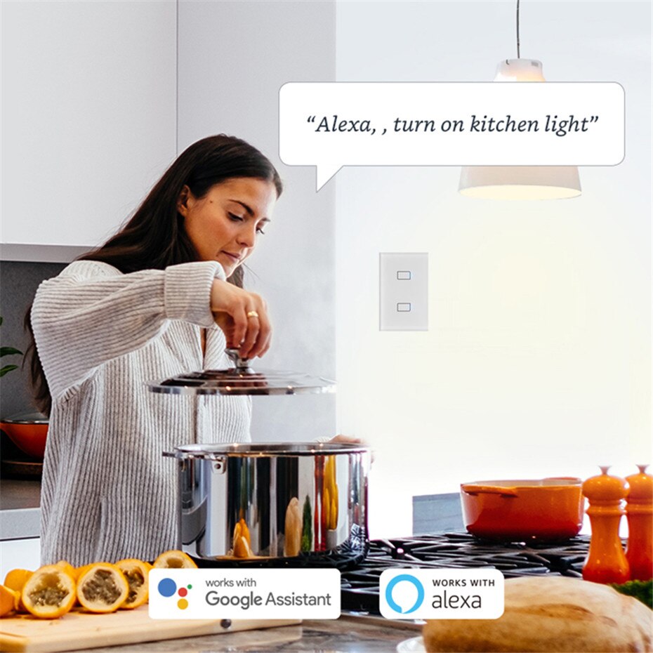 BroadLink TC3 WiFi Touch Switch US 1 2 3 Gang Wall Light Switch Smart Remote Control No Neutral Required Alexa Google Home Voice