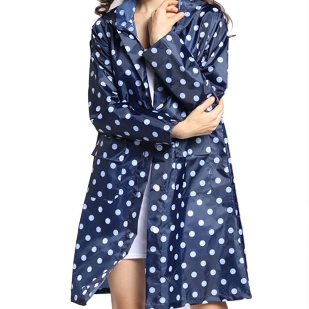 Chubasquero con capucha de lunares para mujer, ropa impermeable para viajar al aire libre para mujer, Poncho para mujer, chaqueta para lluvia largo tipo piloto