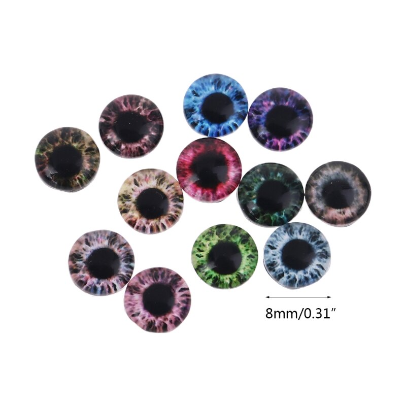 20 sztuk szklane lalki oko DIY rzemiosło gałki oczne dla zwierząt dinozaurów oczy akcesoria B2QD: 5AC105205  8mm