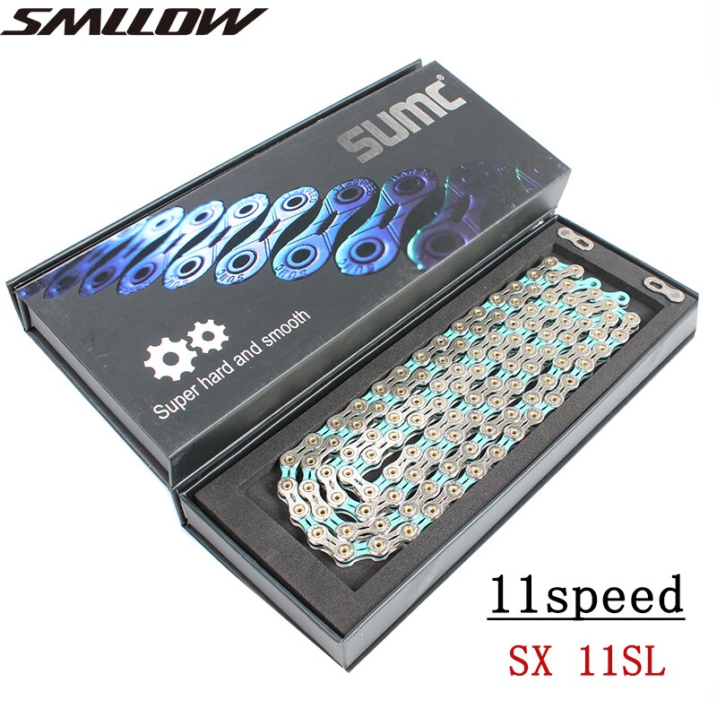 SUMC Bike Chain SX11EL for M7000 M8000 11 22 33 Speed MTB Mountain Road Bicycle Chain Titanium Golden Silver Color MissingLink: SX11SL Bianchi
