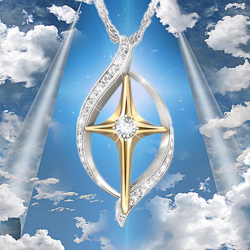 Diamond Heart-shaped Notre Dame Necklace European and American Love Religious Pendant