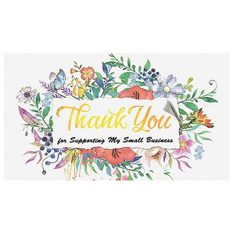 50Pcs/set Thank You for Supporting My Small Business Thank You Cards Paper Thanks Greeting Card for Bake Flower Store 9*5cm: H06