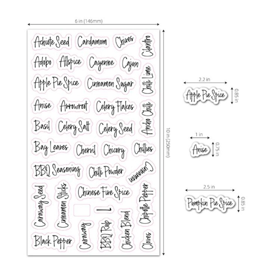 8 Sheets Label Stickers Kitchen Black and White Pantry Stickers Preprinted Label for Spice Jar Mason Bottles