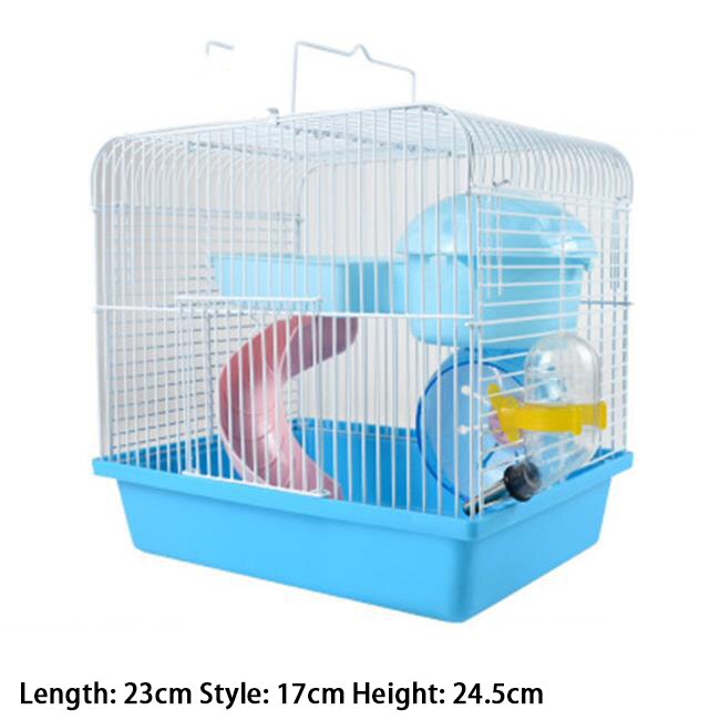 Cage métallique en forme de Villa à Double étage avec bol d&#39;alimentation, jouet de patinage à roulettes, petit château, Cage Hamster à Double étage: A-3