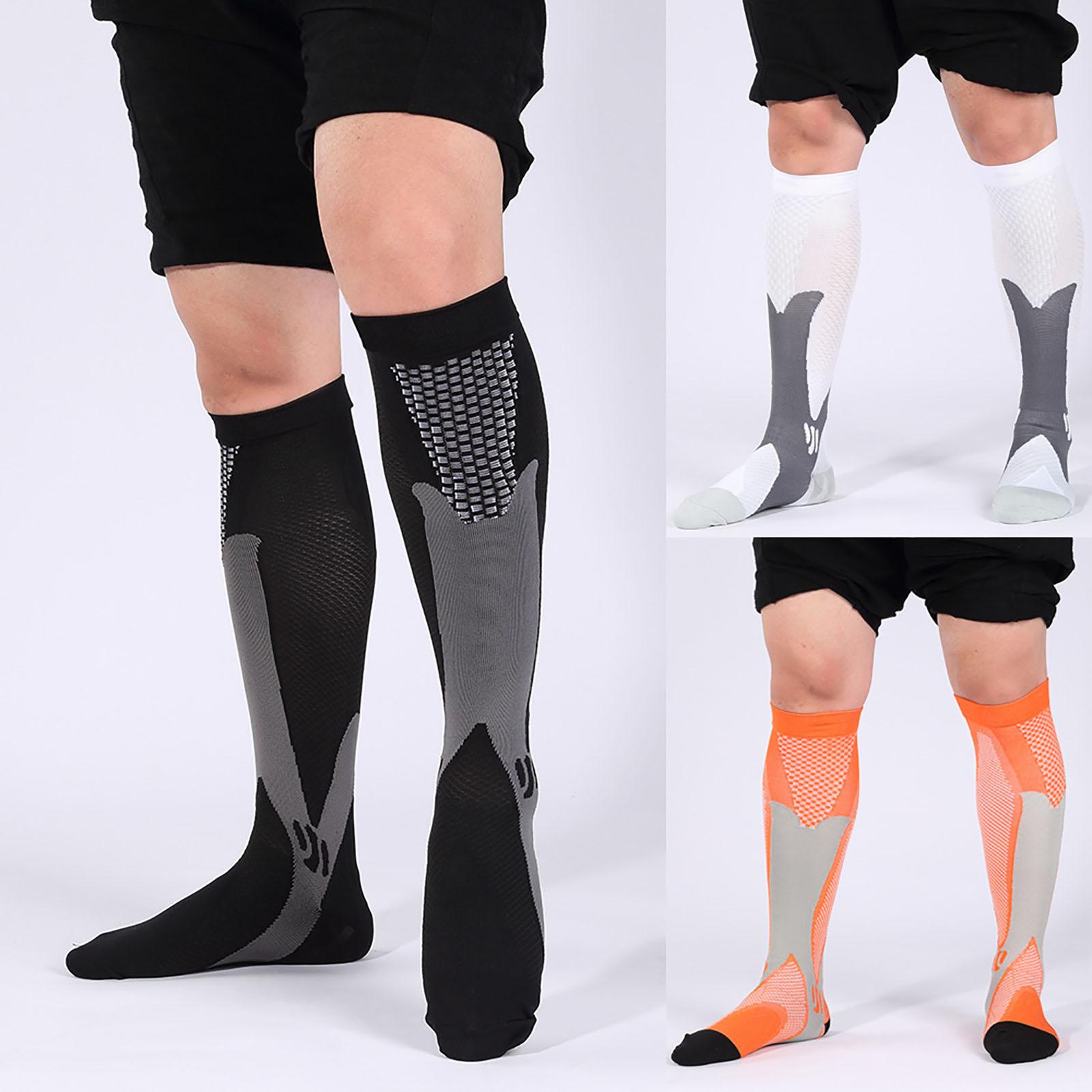 1 par de calcetines de compresion para hombre Color bloque de presión de las venas varicosas la pierna alivio dolor medias hasta la rodilla medias Calcetines