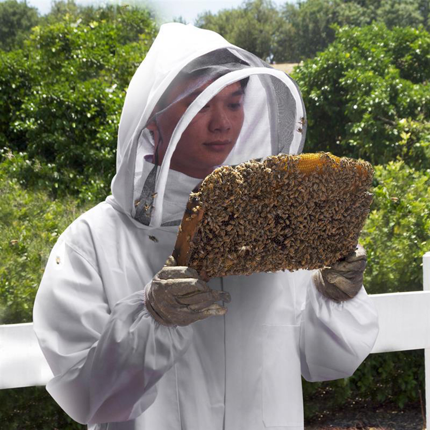 Bomullsdrakt med full kropp birøkt med slørdeksel beesikker beskyttelsesdrakt for birøktere, hvit, l, xl, xxl størrelse