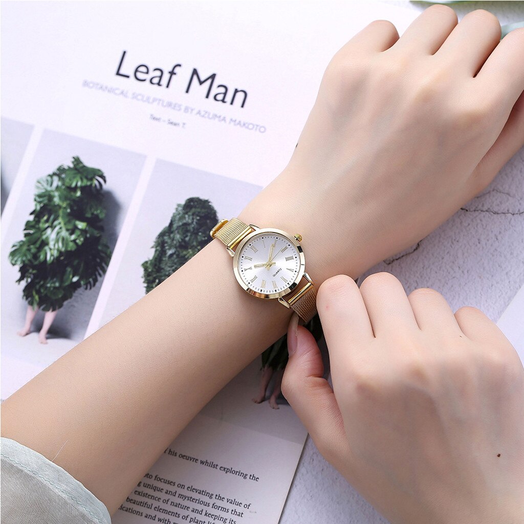 Vrouwen Quartz Horloge Luxe Analoge Vrouwen Rvs Mesh Rose Gold Horloge Dames Horloge Casual Mode