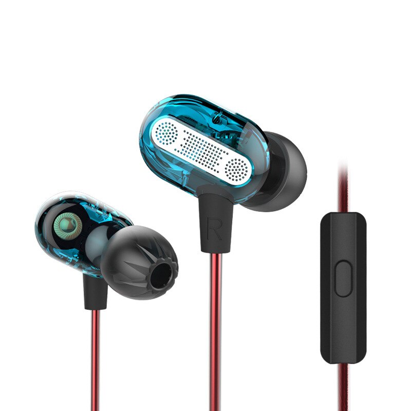 KZ ZSE In-ear Headphones - Dual Driver Subwoofer HIFI DJ Monitor - Wired Sport Earphones for Mobile: Blue with mic