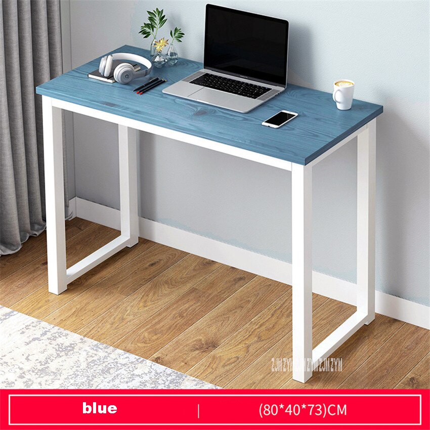 B2783 80/100cm Modern Manmade Board Steel Frame Office Computer Table Household Economical Large Desktop Study Desk: 80cm blue