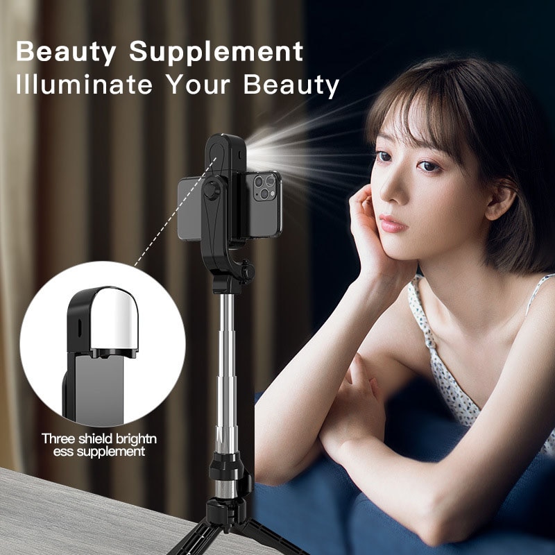 Tripé de selfie wireless com bluetooth, tripé com controle remoto, selfie, extensível, dobrável, monopé para câmera de ação, transmissão ao vivo