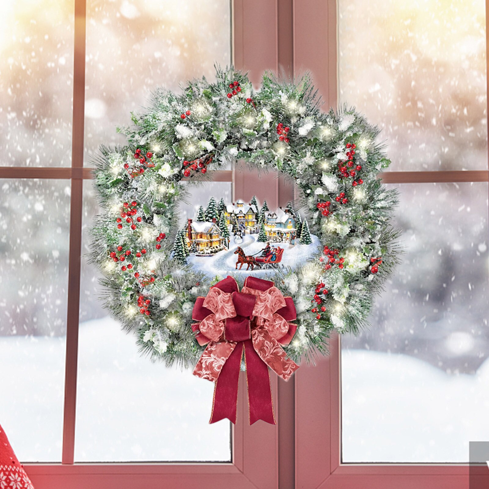 Merry Christmas Window Wall Stickers Posters Decals Waterproof Blessing Happy Year Christmas Wreath Home Decor 1105